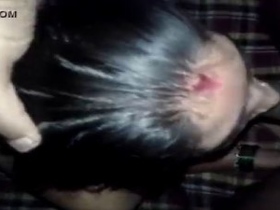 Tamil babe enjoys a messy facial in a homemade video