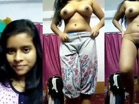 Cute Indian girl flaunts her big breasts and tight pussy for lover