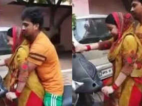 Desi Aunty's Curvy Body Groped While Riding a Bike