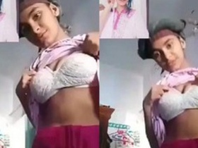 Cute desi girl flaunts her breasts in a steamy video