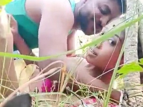Stunning girl gets fucked in the forest by a handsome man