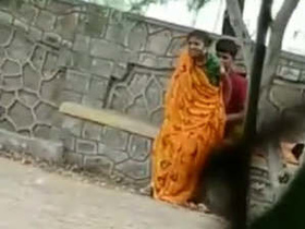Indian wife gets caught outdoor while having sex