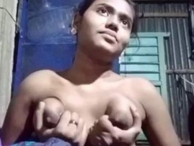 Cute village girl shows off for her boyfriend