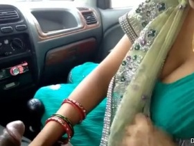 Mature woman gives a blowjob in the car