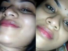 Busty wife's friend smiles in erotic video