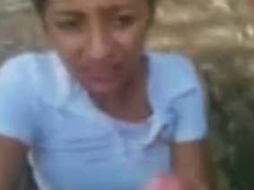 Desi babe takes rough outdoor sex and gets cum in mouth