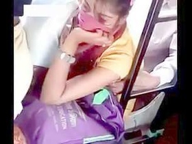 Indian girl with big boobs gets frisky on public transport