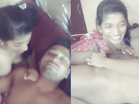 Indian GF's cute face gets covered in spit during blowjob