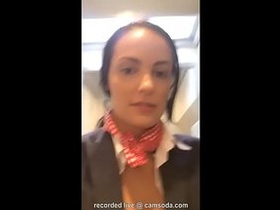 Female masturbation video of a busty air hostess on a flight