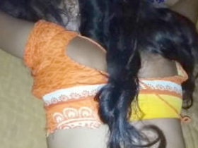 Indian wife's buttocks filmed prior to intimacy, wearing saree and bra