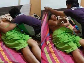 Busty Indian bhabhi gets her boobs pressed in a threesome