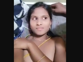 Tamil wife with large breasts gives a blowjob and has sex in HD video